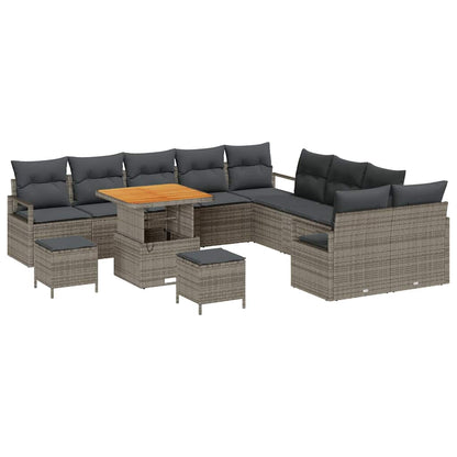 Set Divano da Giardino con cuscino con cuscino 13 pcs Grigio