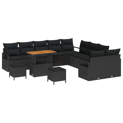 Set Divano da Giardino con cuscino con cuscino 13 pcs Nero