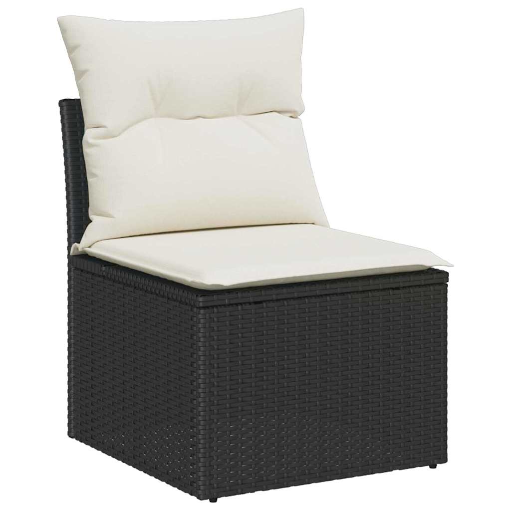 Set Divano da Giardino con cuscino 13 pcs Nero e Crema