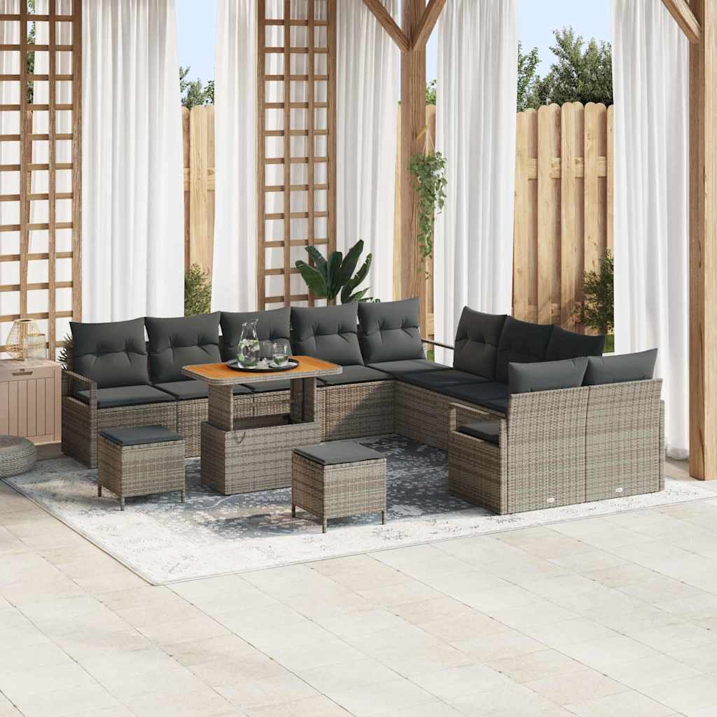 Set Divano da Giardino con cuscino con cuscino 13 pcs Grigio