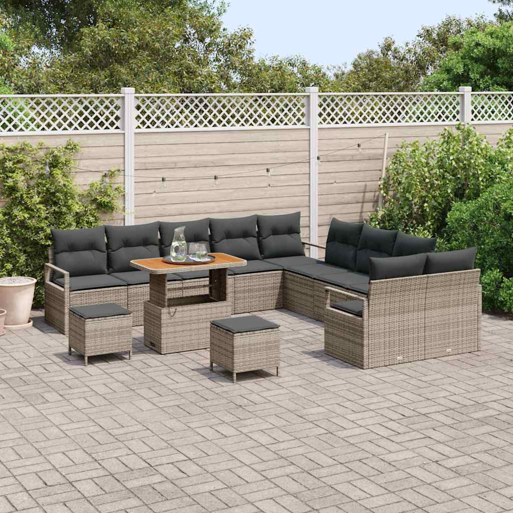 Set Divano da Giardino con cuscino con cuscino 13 pcs Grigio