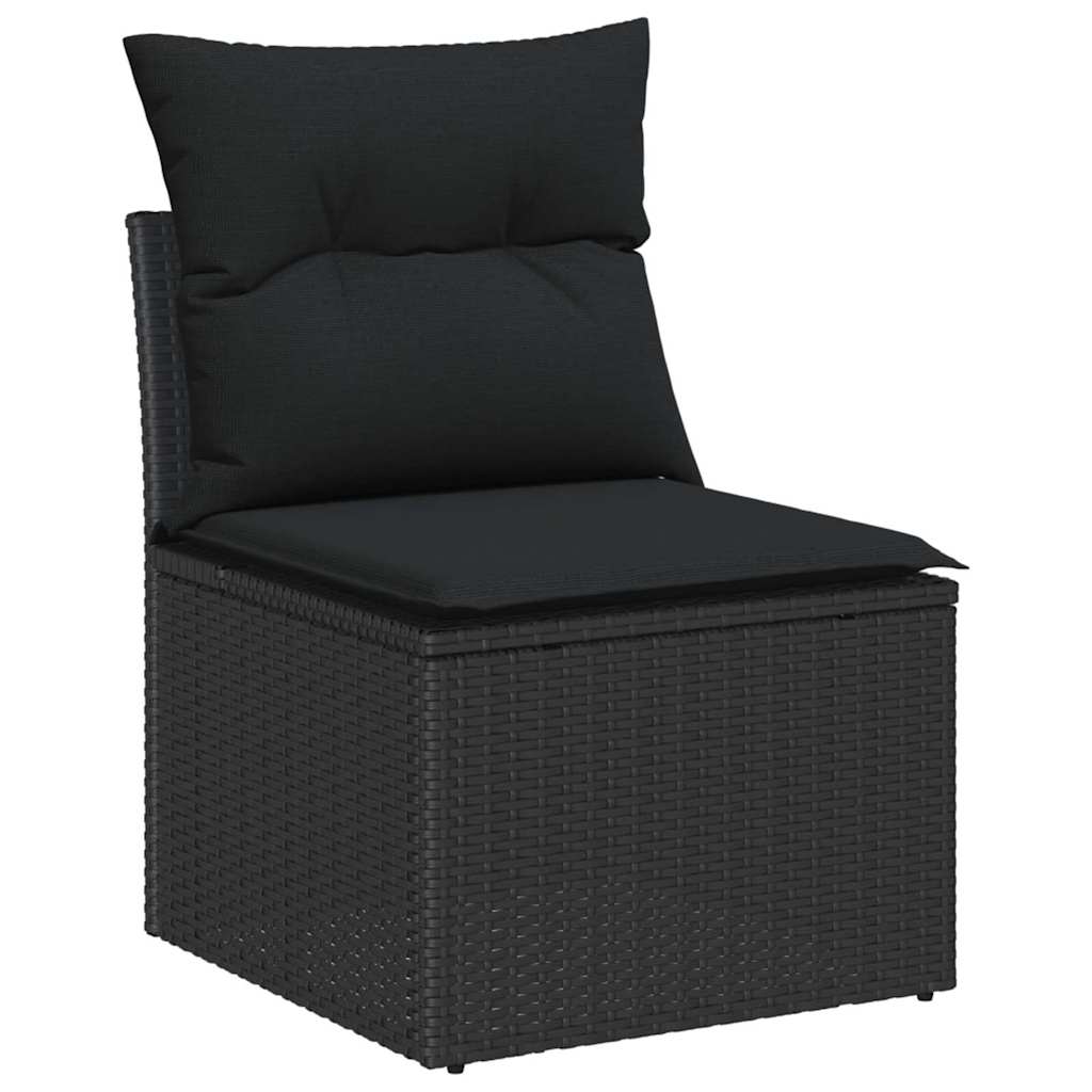 Set Divano da Giardino con cuscino con cuscino 14 pcs Nero