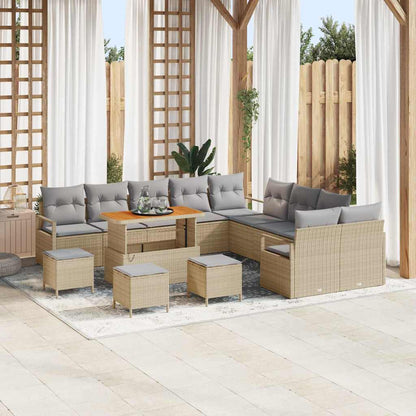 Set Divano da Giardino con cuscino 14 pcs Beige e Grigio Chiaro