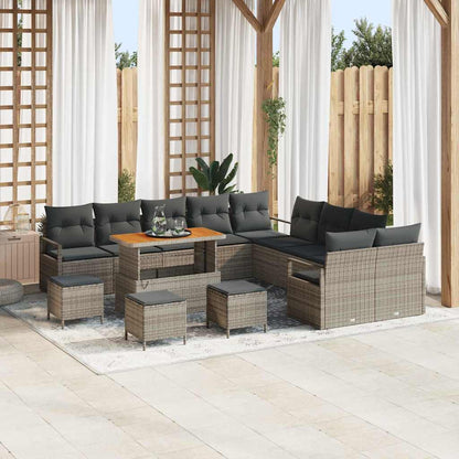 Set Divano da Giardino con cuscino con cuscino 14 pcs Grigio