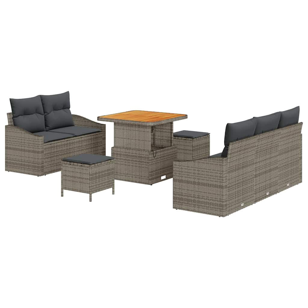 Set Divano da Giardino con cuscino con cuscino 8 pcs Grigio