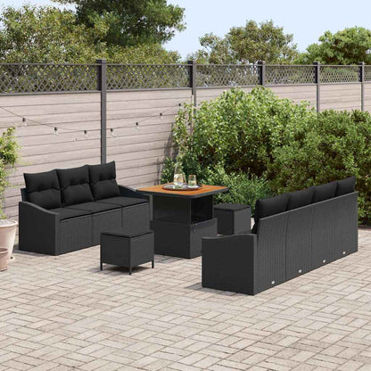 Set Divano da Giardino con cuscino con cuscino 10 pcs Nero