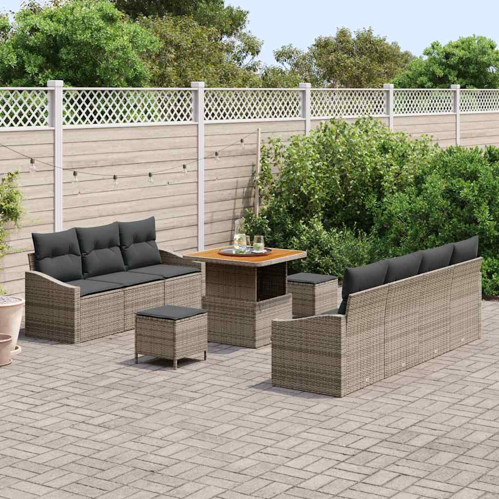 Set Divano da Giardino con cuscino con cuscino 10 pcs Grigio