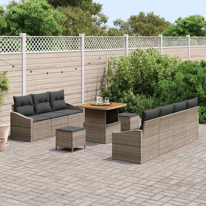 Set Divano da Giardino con cuscino con cuscino 10 pcs Grigio