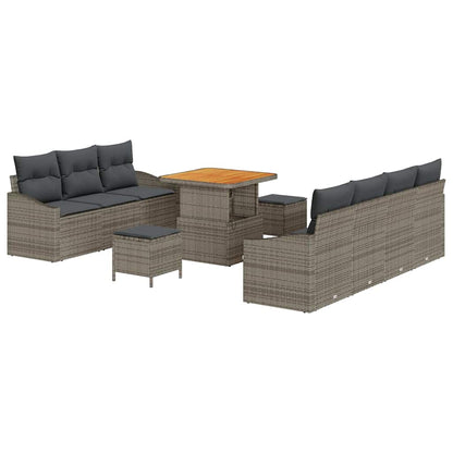 Set Divano da Giardino con cuscino con cuscino 10 pcs Grigio