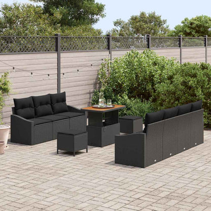 Set Divano da Giardino con cuscino con cuscino 10 pcs Nero