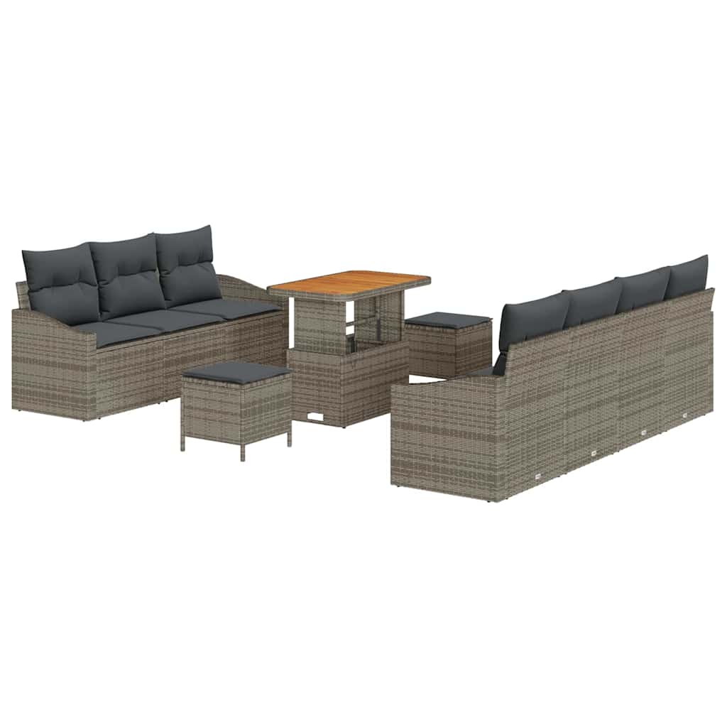 Set Divano da Giardino con cuscino con cuscino 10 pcs Grigio