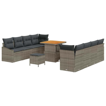 Set Divano da Giardino con cuscino con cuscino 11 pcs Grigio