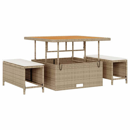 Set Divano da Giardino con cuscino 12 pcs Beige Poly Rattan