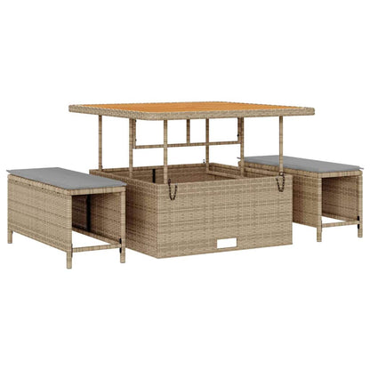 Set Divano da Giardino con cuscino 12 pcs Beige Poly Rattan