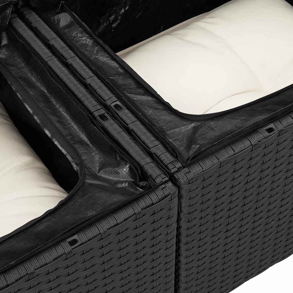 Set Divano da Giardino con cuscino 12 pcs Nero Poly Rattan