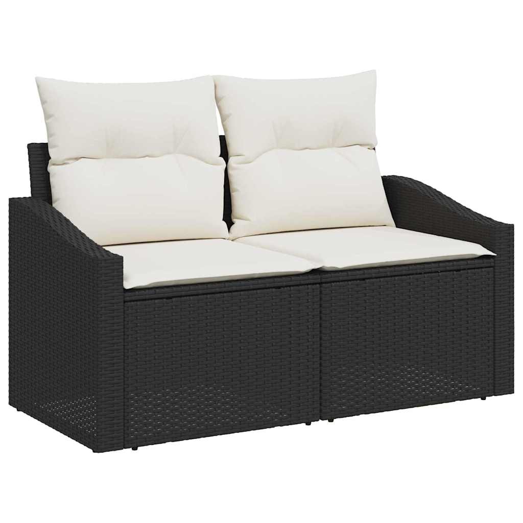 Set Divano da Giardino con cuscino 12 pcs Nero Poly Rattan