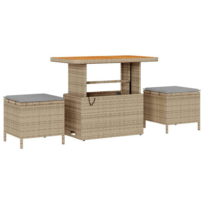 Set Divano da Giardino con cuscino 12 pcs Beige Poly Rattan