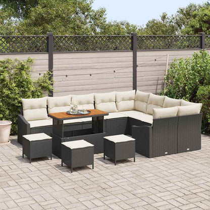 Set Divano da Giardino con cuscino 13 pcs Nero Poly Rattan