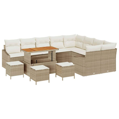 Set Divano da Giardino con cuscino 13 pcs Beige Poly Rattan