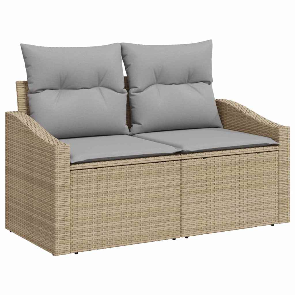 Set Divano da Giardino con cuscino 13 pcs Beige Poly Rattan
