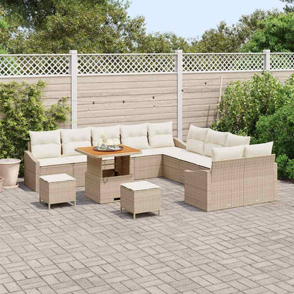Set Divano da Giardino con cuscino 13 pcs Beige Poly Rattan