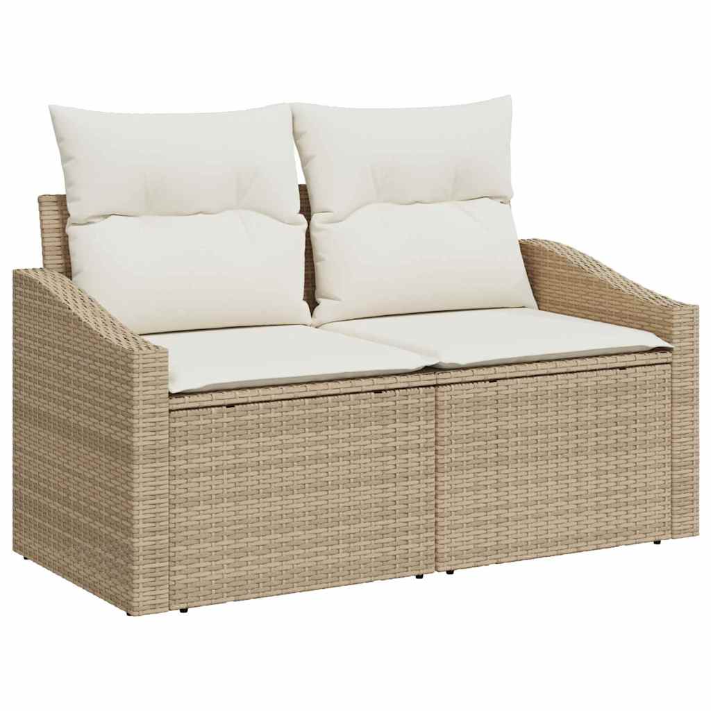 Set Divano da Giardino con cuscino 13 pcs Beige Poly Rattan