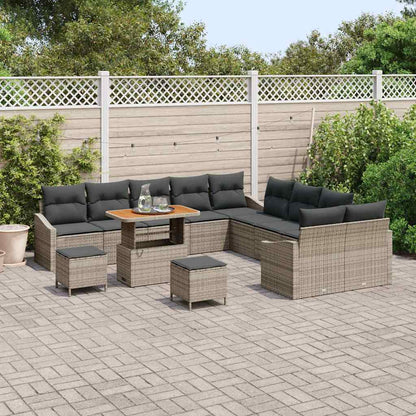 Set Divano da Giardino con cuscino 13 pcs Grigio Poly Rattan