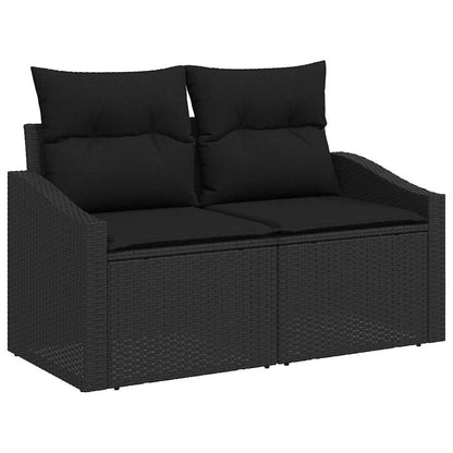 Set Divano da Giardino con cuscino 13 pcs Nero Poly Rattan