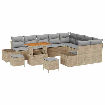 Set Divano da Giardino con cuscino 12 pcs Beige Poly Rattan