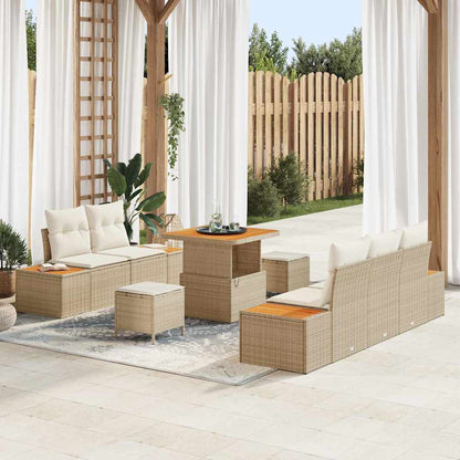 Set Divano da Giardino con cuscino 8 pcs Beige e Crema