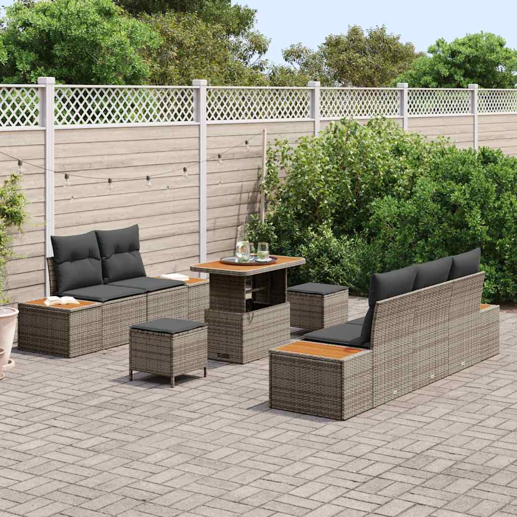 Set Divano da Giardino 8 pcs Grigio chiaro e grigio scuro