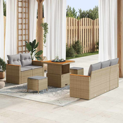 Set Divano da Giardino 10 pcs beige e grigio chiaro polyrattan