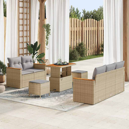 Set Divano da Giardino 10 pcs beige e grigio chiaro polyrattan