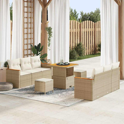Set Divano da Giardino 11 pcs Beige e Crema polyrattan