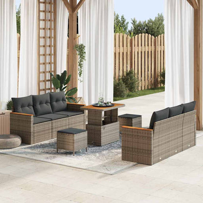 Set Divano da Giardino con cuscino 11 pcs Grigio polyrattan