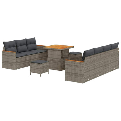 Set Divano da Giardino con cuscino 14 pcs Grigio polyrattan