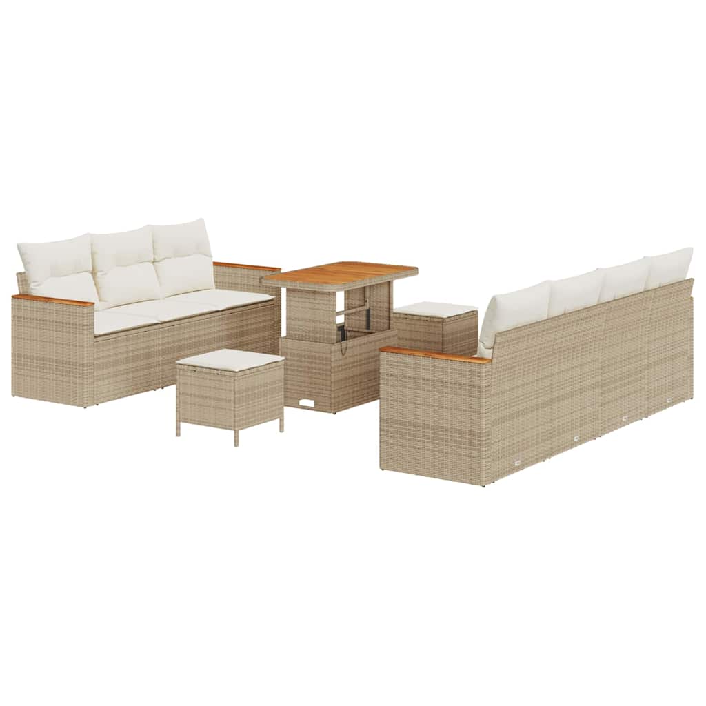 Set Divano da Giardino 14 pcs Beige e Crema polyrattan