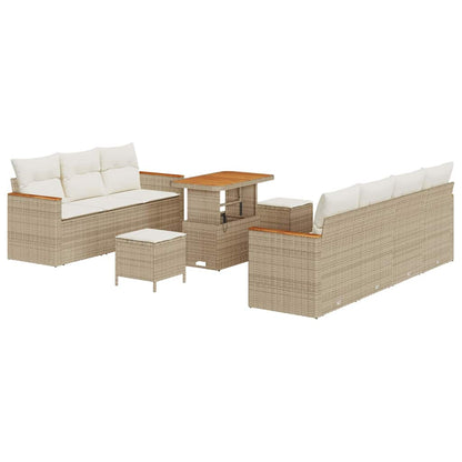 Set Divano da Giardino 14 pcs Beige e Crema polyrattan