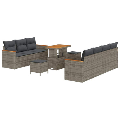 Set Divano da Giardino con cuscino 14 pcs Grigio polyrattan