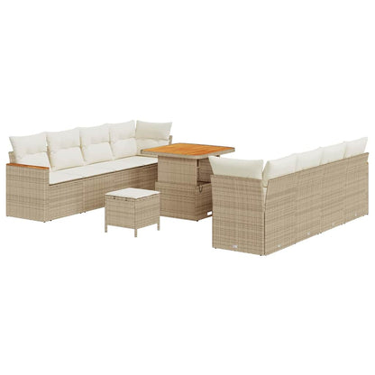 Set Divano da Giardino con cuscino 12 pcs Beige polyrattan