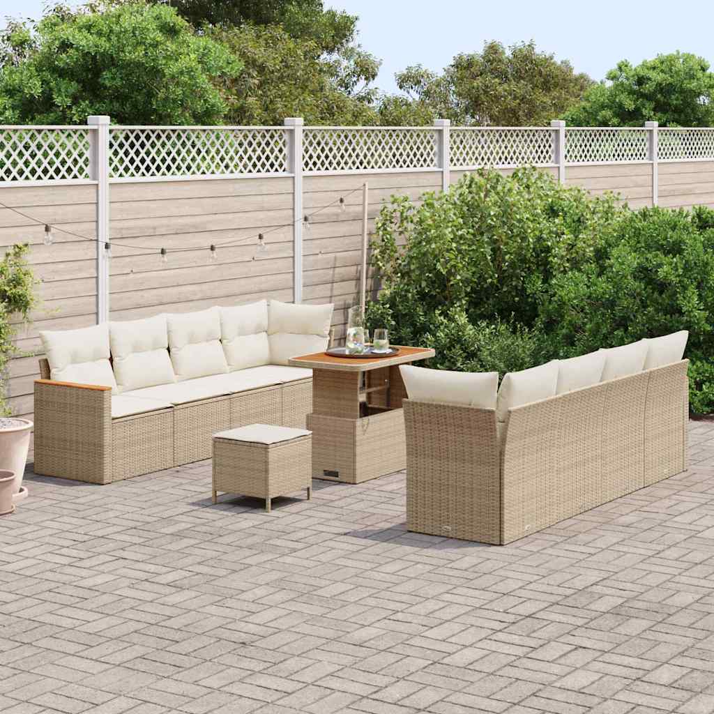 Set Divano da Giardino con cuscino 12 pcs Beige polyrattan