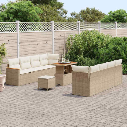 Set Divano da Giardino con cuscino 12 pcs Beige polyrattan