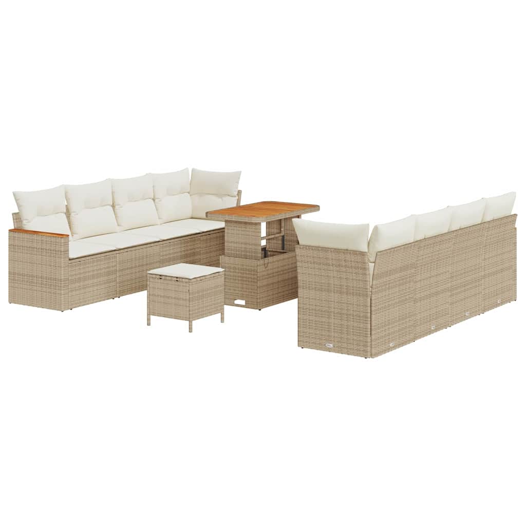 Set Divano da Giardino con cuscino 12 pcs Beige polyrattan