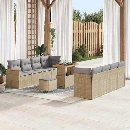 Set Divano da Giardino con cuscino 12 pcs Beige polyrattan