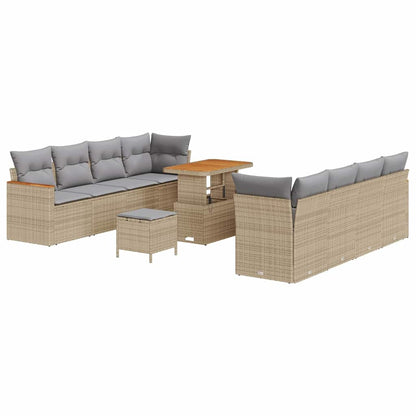 Set Divano da Giardino con cuscino 12 pcs Beige polyrattan