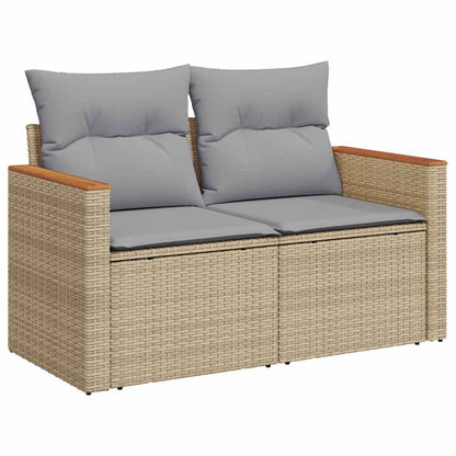 Set Divano da Giardino con cuscino 10 pcs Beige Poly Rattan