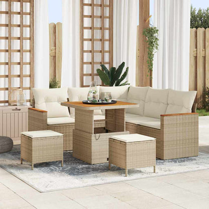 Set Divano da Giardino con cuscino 8 pcs Beige Poly Rattan