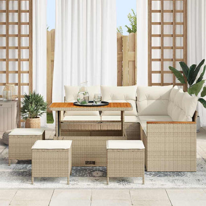 Set Divano da Giardino con cuscino Beige Poly Rattan