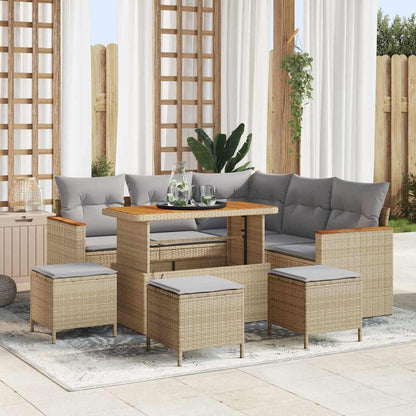 Set Divano da Giardino con cuscino Beige Poly Rattan