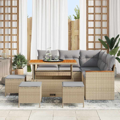Set Divano da Giardino con cuscino Beige Poly Rattan